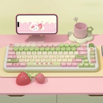 Strawberry Milk Rabbit 104+34 / 54 MDA Profile Keycap Set Cherry MX PBT Dye-subbed for Mechanical Gaming Keyboard